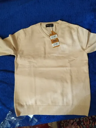 پلیور مردانه پاتن جامه مدل یقه هفت 304021020003999 رنگ کرم