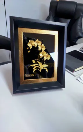 تابلو طلا کوب مارک گلد طرح گل ارکیده کد TF150