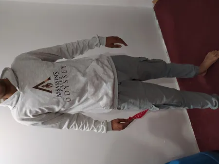 هودی مردانه طرح Assassins کد S436 رنگ طوسی