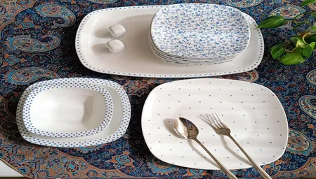 سرویس غذاخوری 27 پارچه چینی زرین ایران مدل کواترو ورنیکا درجه یک