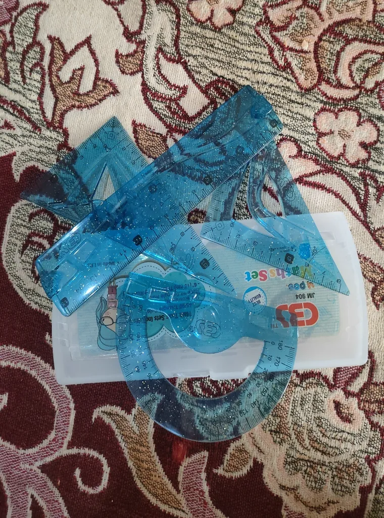 ست خط کش و گونیا و نقاله سی بی اس مدل ژله‌ای JM904 مجموعه 4 عددی