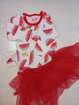 ست 3 تکه لباس نوزادی باولی مدل هندوانه یلدا