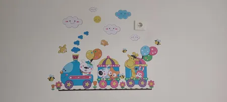 استیکر دیواری کودک باروچین مدل قطار رنگارنگ مجموعه 24 عددی