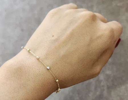 دستبند طلا 18 عیار زنانه طلای مستجابی  مدل البرنادو گوی کد 67032