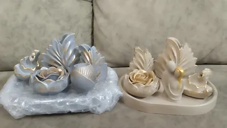 ست 5 تکه دکوری بتنی مدل رومیزی طرح گلبرگ