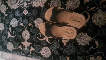 دمپایی زنانه پاپا مدل حصیری کد K1 رنگ مشکی