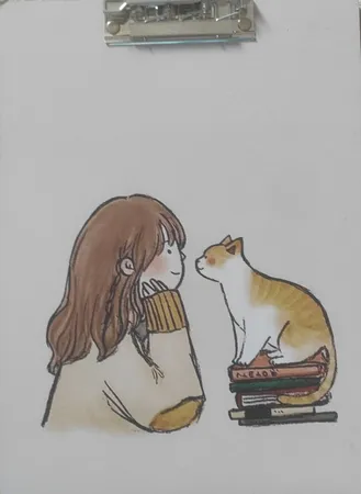 تخته شاسی طرح فانتزی دختر و گربه کد 2535019 سایز A4