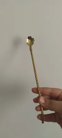 قاشق شربت خوری مدل نی دار طرح مارپیچ کد 02 مجموعه 6 عددی