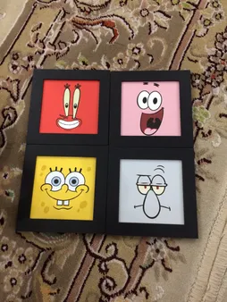 تابلو مدل باب اسفنجی طرح spongebob squarepants مجموعه 4 عددی