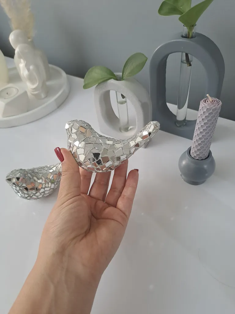 مجسمه  خط هنر مدل پرنده آینه کاری  بسته دو عددی