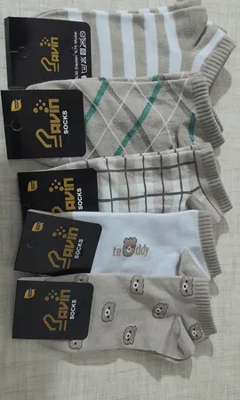 جوراب زنانه مدل خرسی مجموعه 5 عددی