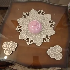 تجریه خرید ست رومیزی سه تکه طرح ستاره کد Ro560/SET-GOLAL/6ug به همراه زیرلیوانی