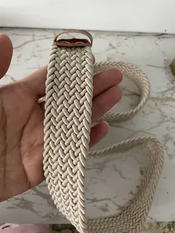 کمربند زنانه مدل کنفی رنگ کرم