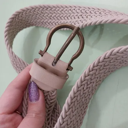 کمربند زنانه مدل کنفی رنگ کرم