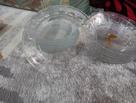 بشقاب خورش خوری شیشه و بلور اصفهان مدل گلایل بسته 6 عددی