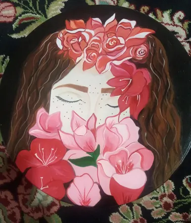 بشقاب دیوارکوب سفالی طرح دختر کد D118-S25