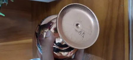 ست 3 تکه گلدان و شکلات خوری مسی مدل الماس تراش کد JR-1623