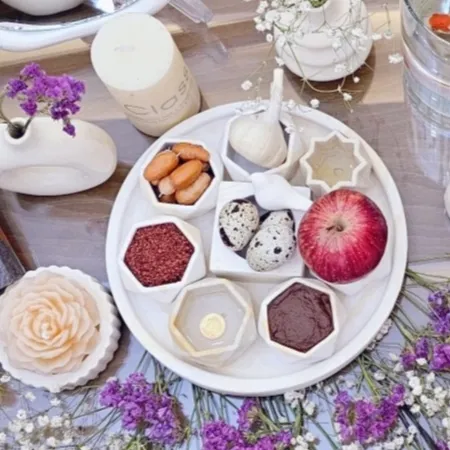 مجموعه ظروف هفت سین 10 پارچه کد 1401 طرح ابروبادی