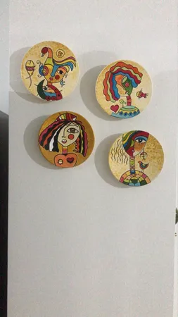 بشقاب دیوارکوب سفالی کد D43-A مجموعه 4 عددی