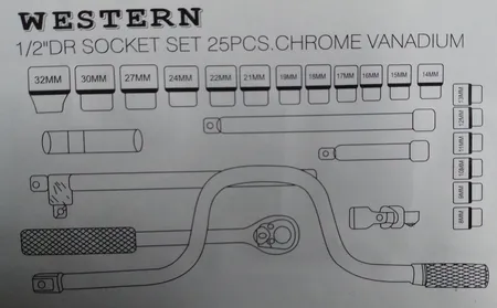 مجموعه 25 عددی آچار و سری بکس وسترن مدل WSN-S