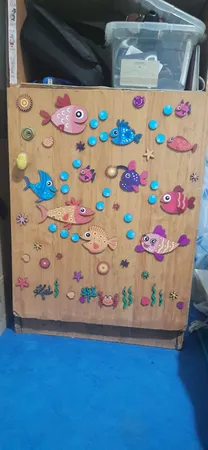 استیکر چوبی باروچین مدل ماهی های رنگارنگ