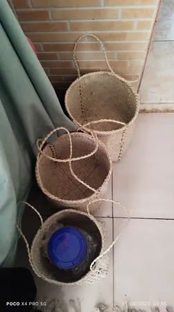 سبد حصیری مدل استوانه17-27 بسته سه عددی