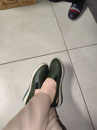 کفش روزمره زنانه مدل آنیس تابستانی تمام چرم رنگ یشمی