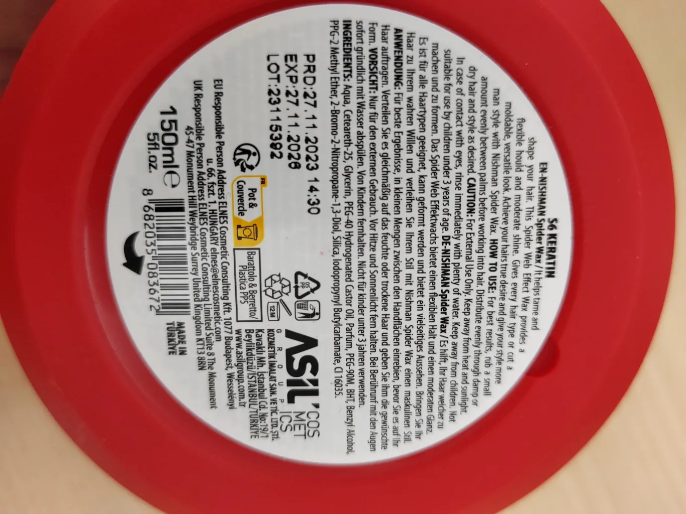 واکس مو نیشمن سری Spider مدل Keratin Fiber حجم 150 میلی لیتر