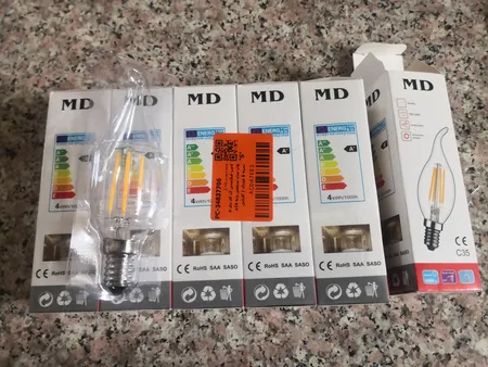 لامپ فیلامنتی ال ای دی 6 وات مدل شمعی پایه e14 بسته 6 عددی