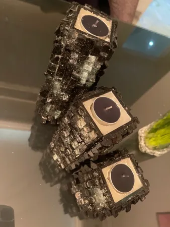 شمع دست ساز مدل شیشه ای سنگی مجموعه 3 عددی