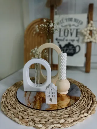 ست ۴ تکه دکوری گلدان و جاشمعی بتنی مدل آلا