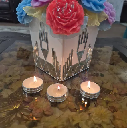 شمع وارمر آریا کریستال مدل آینه کاری زمان اتمام 4 ساعت بسته 8 عددی