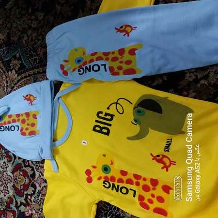 ست 3 تکه لباس نوزادی مدل زرافه و دوستش