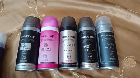 اسپری خوشبو کننده بدن پرستیژ مدل  TOP8X کد 03 حجم 150 میلی لیتر مجموعه 5 عددی