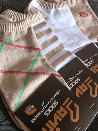 جوراب زنانه مدل خرسی مجموعه 5 عددی