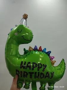 تجریه خرید بادکنک فویلی لاکی بالونز مدل دایناسور کلاه دار طرح Happy Birthday کد 1218