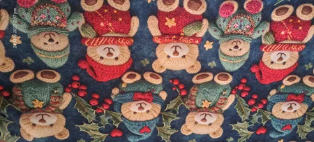 پارچه ملحفه عرض 1.5 متر پارچه باما طرح سه بعدی تدی زمستونی کد 5013484