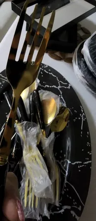 ست قاشق و چنگال 12 پارچه طرح ماربل 24k