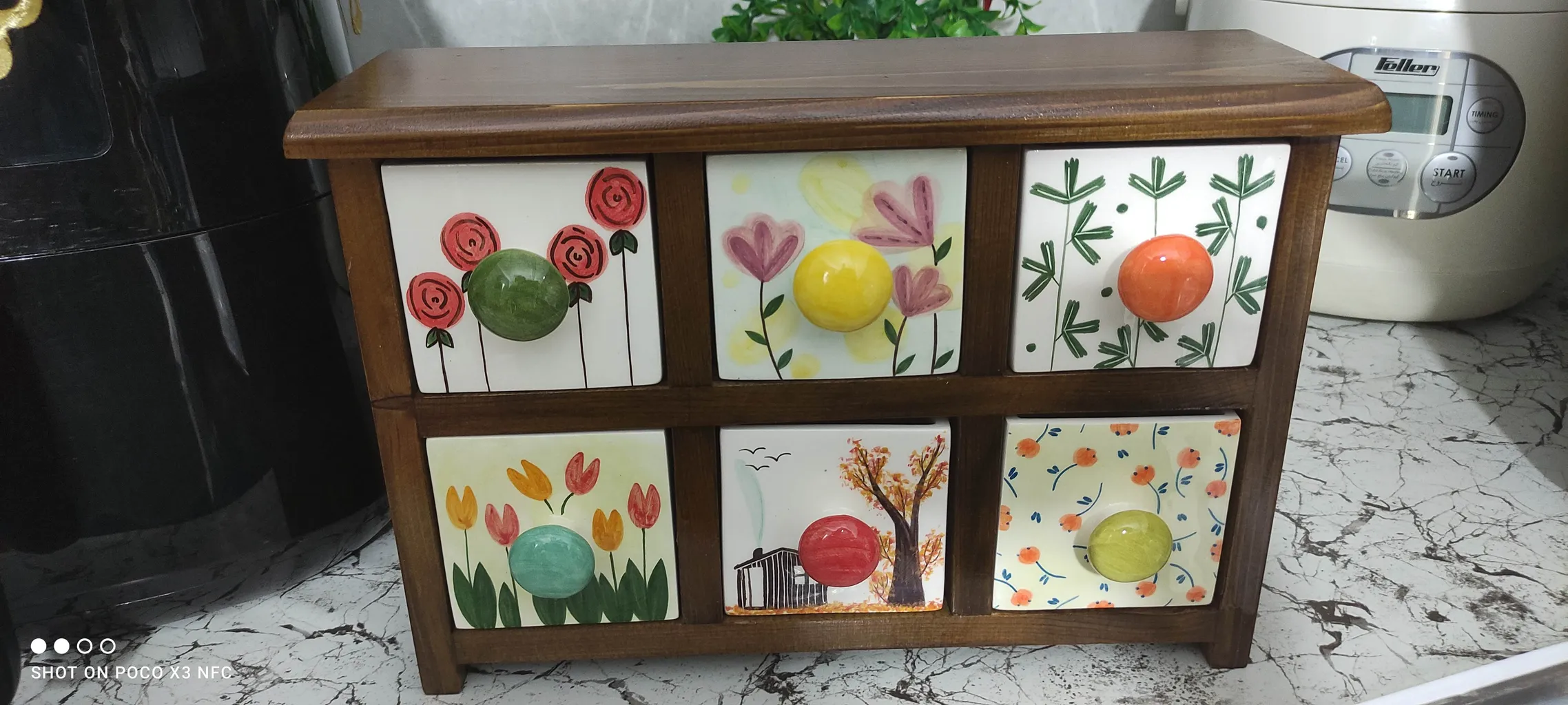 جا ادویه 6 پارچه مدل چوبی و سرامیکی