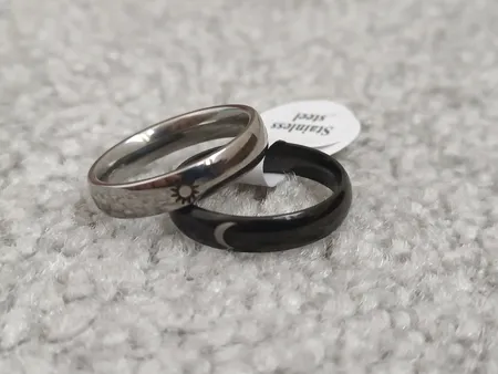 انگشتر مدل استیل ماه و خورشید بسته 2 عددی