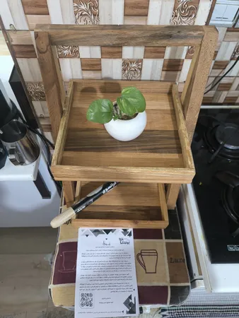 شلف رومیزی مدل دو طبقه چوبی کد 053