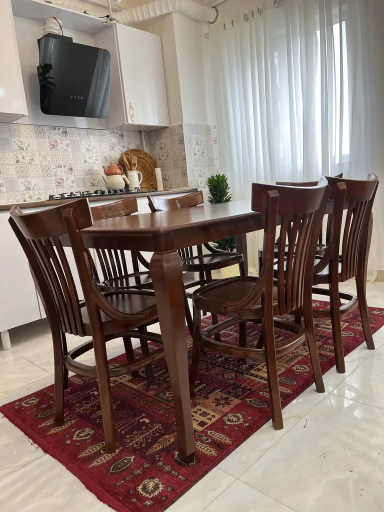 میز و صندلی ناهارخوری شش نفره گالری چوب آشنایی مدل Lah-Mehr6