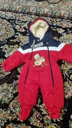 ست سرهمی و پاپوش نوزادی مدل Horse&Bear رنگ قرمز