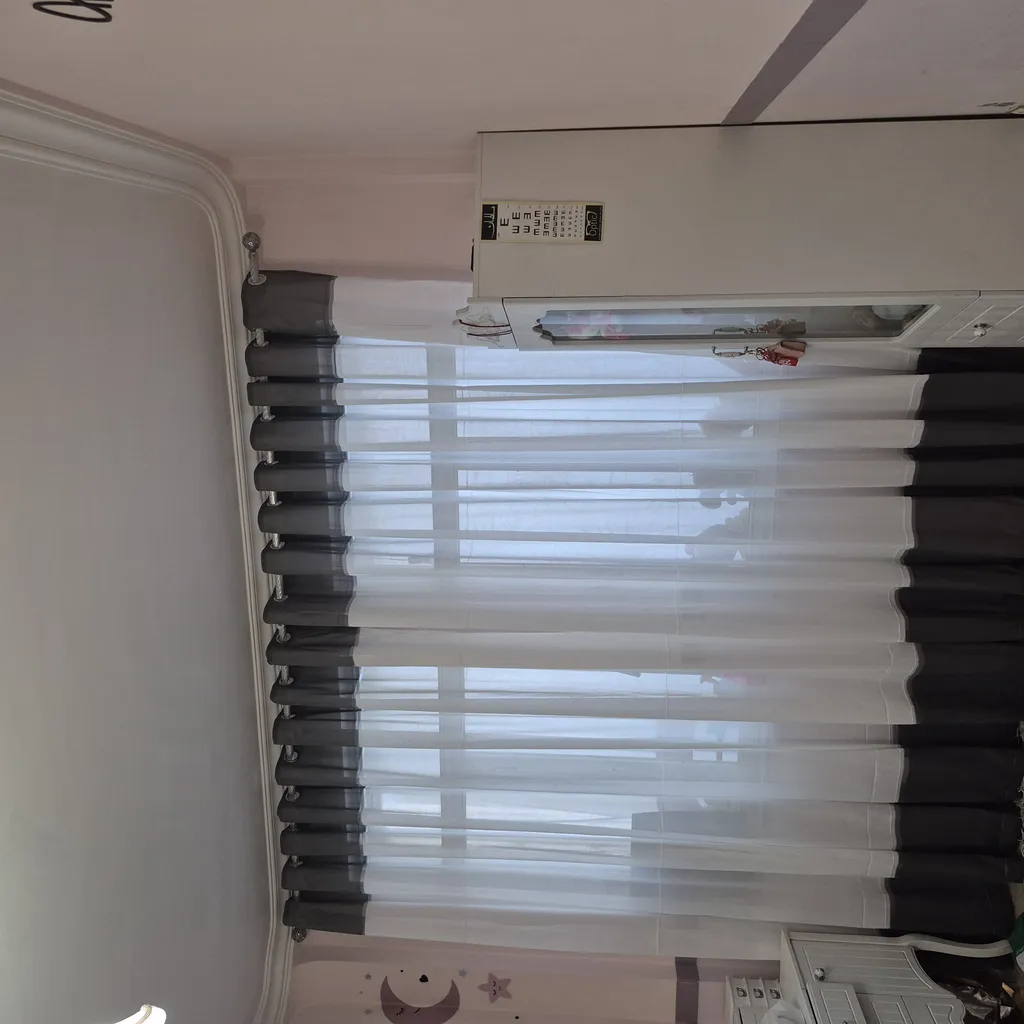 پرده تیکو دکو مدل کتان هرینگ دورنگ ژوردار سایز 300x275 سانتی متر