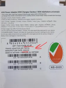 تجریه خرید شارژر دیواری 45 وات مدل EP-T4510 XBEGGB