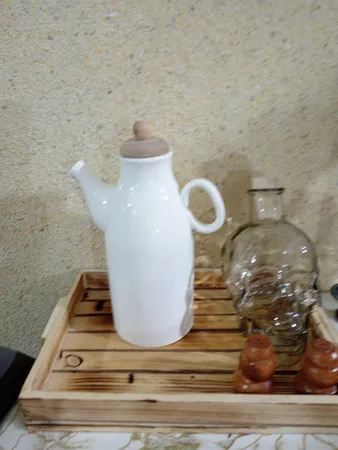 ظرف روغن مدل سرامیکی درب چوبی