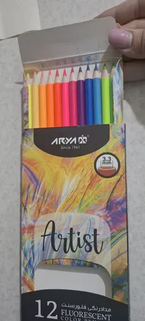 مداد آریا مدل فلورسنت مجموعه 12 عددی