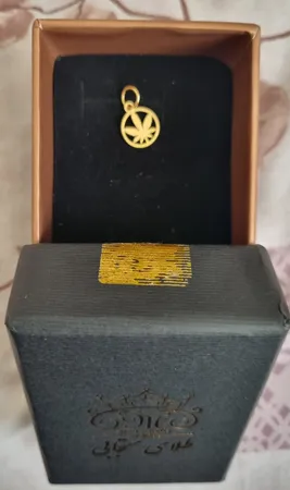 آویز گردنبند طلا 18 عیار زنانه طلای مستجابی طرح برگ پاییزی گرد کد 854