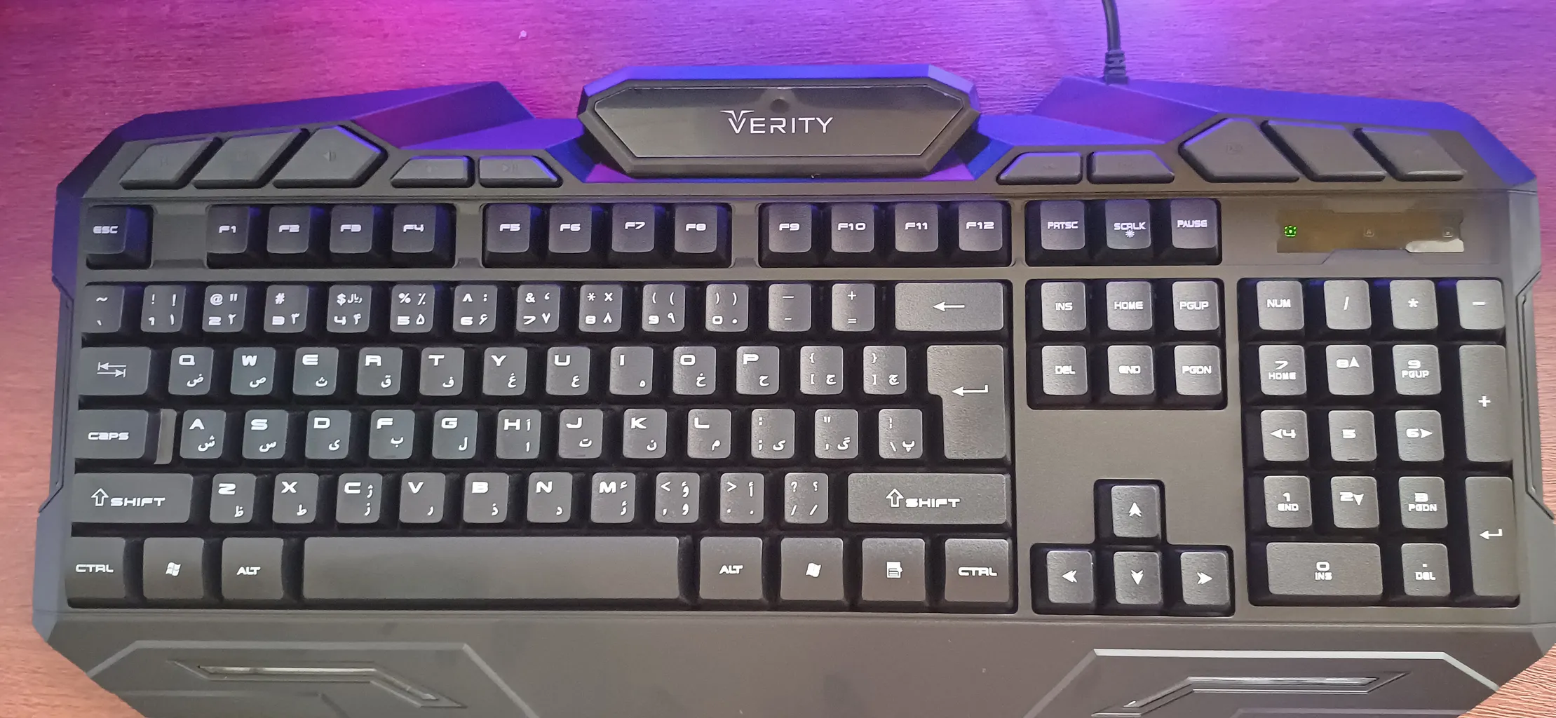 کیبورد و ماوس گیمینگ وریتی مدل V-KB6126GCW، سوییچ ممبران، Full-Size، نورپردازی LED RGB