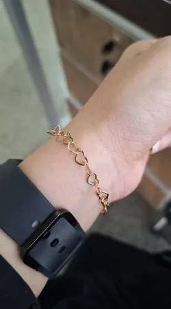 دستبند زنجیری طلا 18 عیار زنانه طلای مستجابی مدل قلبی 19 کد 5476